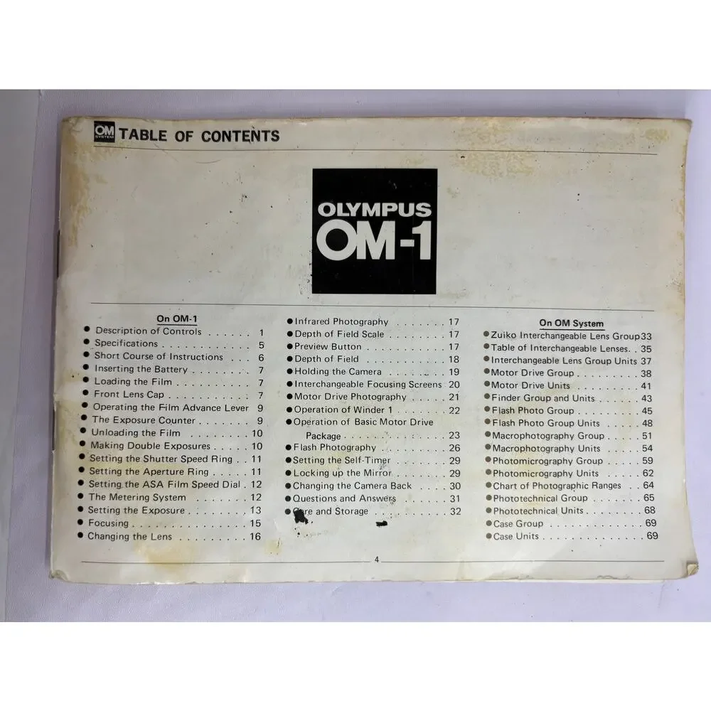 Olympus OM-1 SLR 35mm Film Camera + Lenses Battery Inspected Meter Works Silver